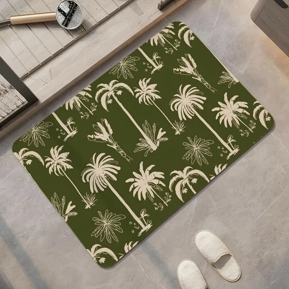 Tropical Palm Diatomite Bath Mat – Quick-Dry & Non-Slip Diatomite Bath Mat Axl
