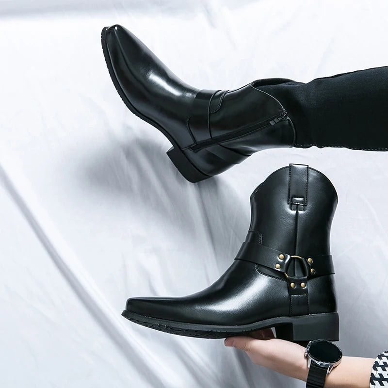 Men's Slip-On Western Chelsea Ankle Boots | Patent Leather Chelsea Ankle Boots Axl A2 43