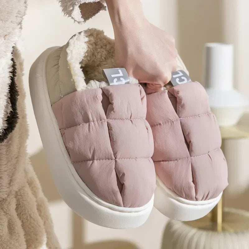 Women's Winter Plush Slippers – Warm Non-Slip Furry House Slides Winter House Slippers Axl Pink 42-43