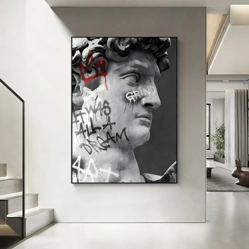 Statue of David HD Art Poster – Waterproof Sticky Wall Decor Wall Art Poster Axl White1 21X30cmNoframe