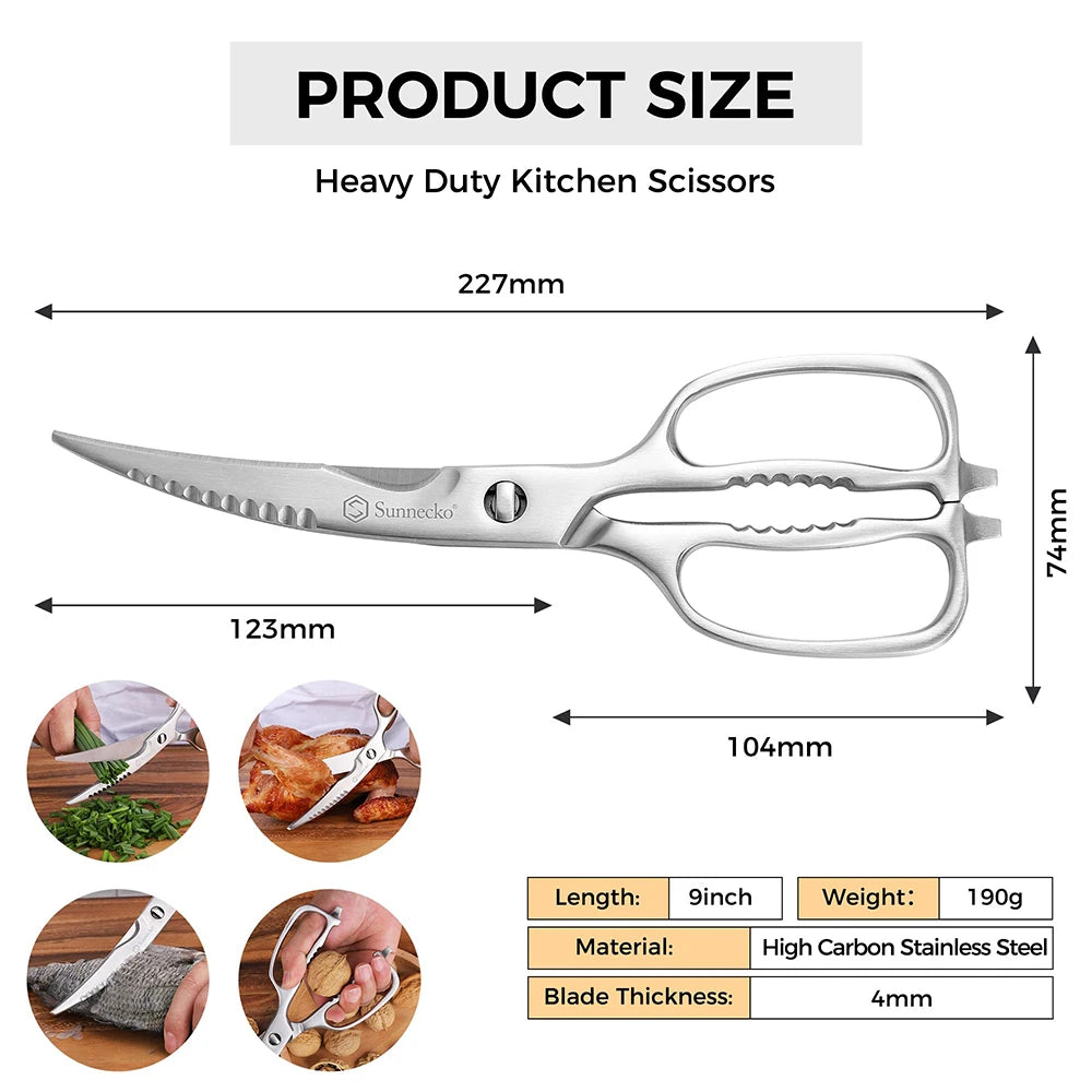 Sunnecko Heavy Duty Kitchen Shears | Stainless Steel Scissors Kitchen Shears Axl