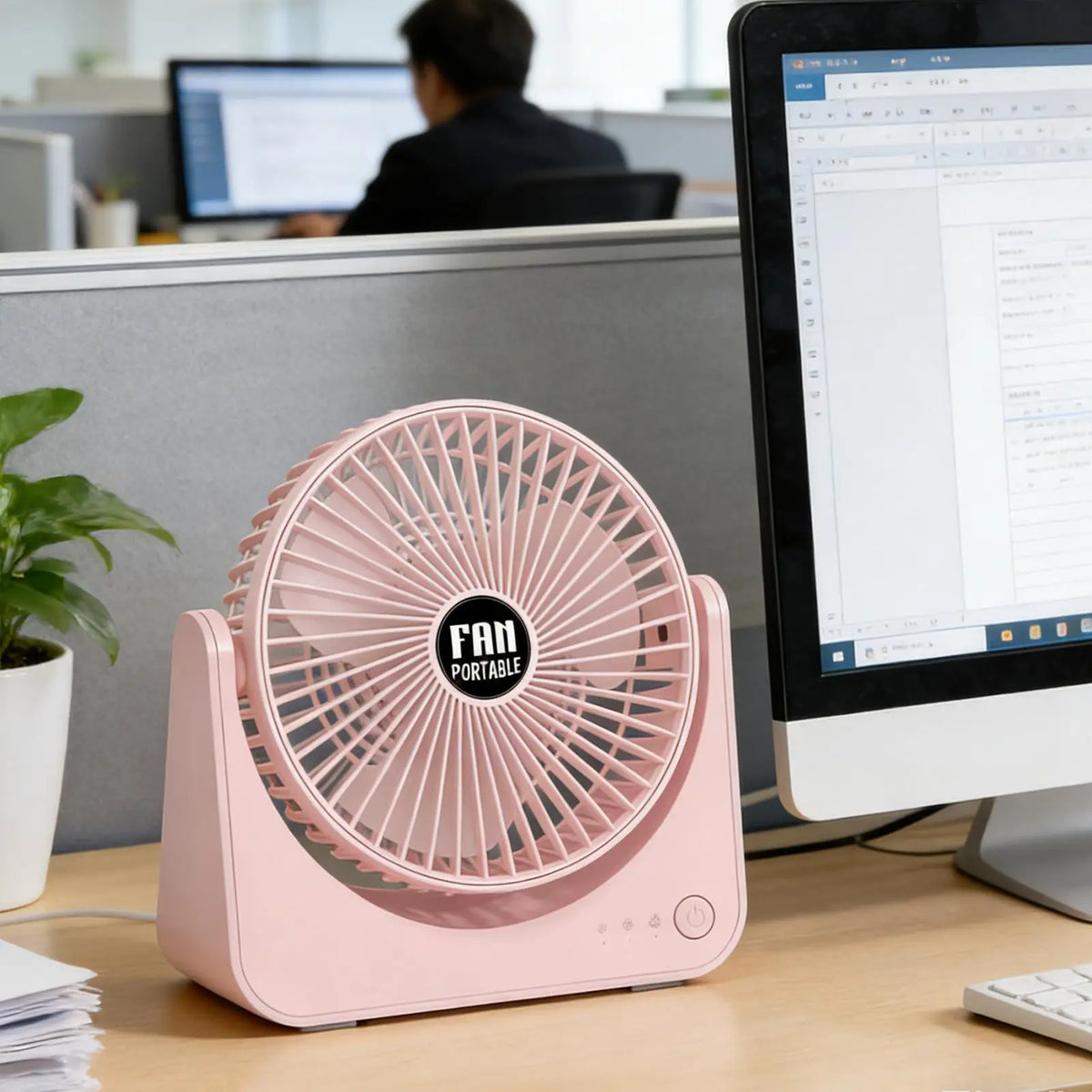 USB Rechargeable Mini Desk Fan – 3-Speed Quiet Table Fan Mini Desk Fan Axl