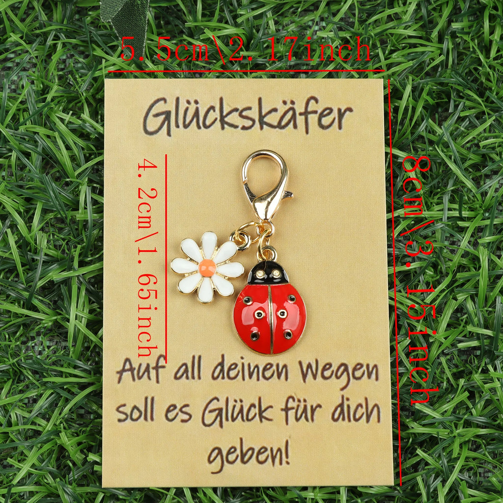 Lucky Ladybug Earrings, Keychain & German Blessing Card Gift Set Jewelry Gift Set Axl