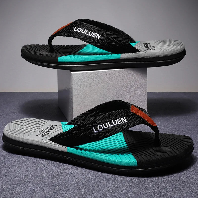 YBQJOO Men's Non-Slip Beach Flip Flops | EVA Casual Slippers Men's Flip Flops Axl