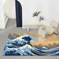 Great Wave off Kanagawa Flannel Floor Mat | Non-Slip Doormat Decorative Floor Mat Axl White2 60x90cm