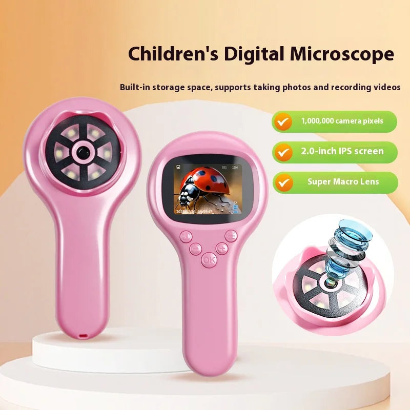 Mini Pocket Microscope 500X – Handheld STEM Toy for Kids Kids Science Microscope Axl