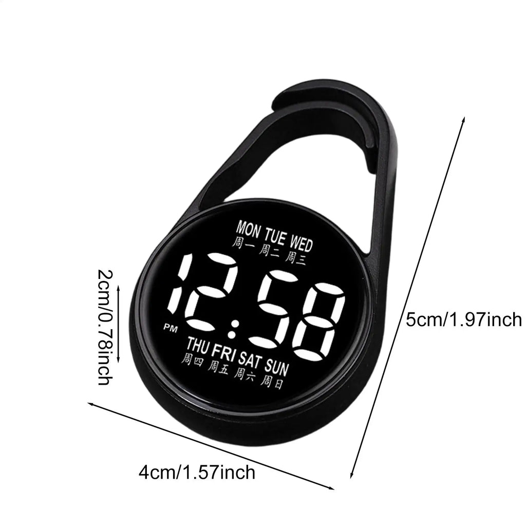 LED Digital Pocket Watch – Waterproof Night Glow Keychain Clip Digital Pocket Watch Axl
