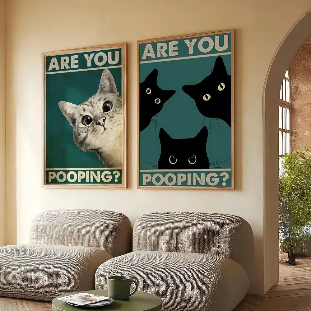 Funny Cat Canvas Wall Art – "Are You Pooping?" HD Print Poster Canvas Wall Art Axl