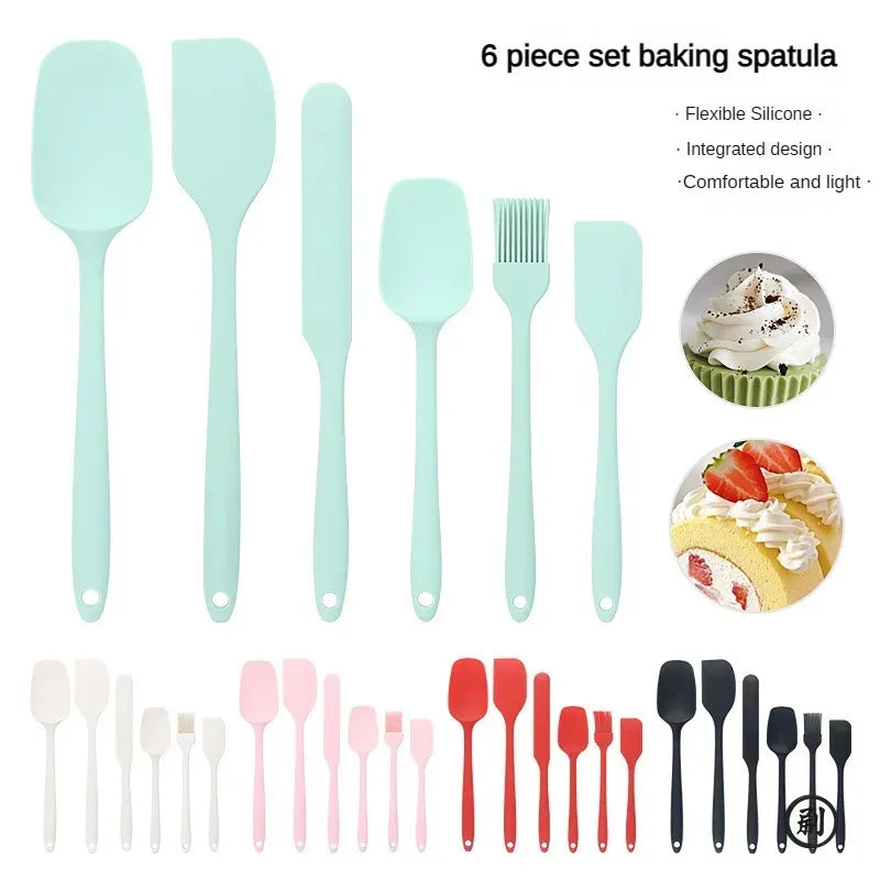 6-Piece Silicone Spatula Set – Cake Frosting Kit with Brush Silicone Baking Set Axl