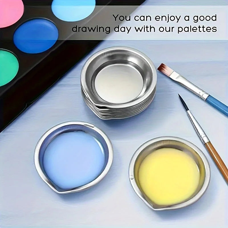 10-Pack Stainless Steel Mixing Palettes – Makeup & Nail Trays Makeup Mixing Palette Axl