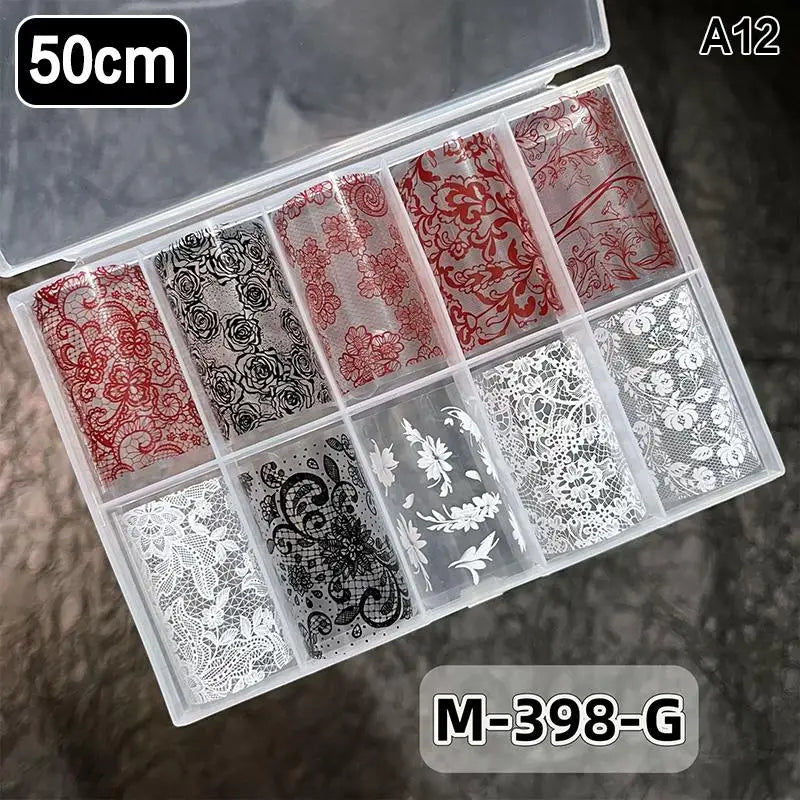 Lace Flower Nail Transfer Foils & Stickers – DIY Nail Art Nail Art Stickers Axl A12