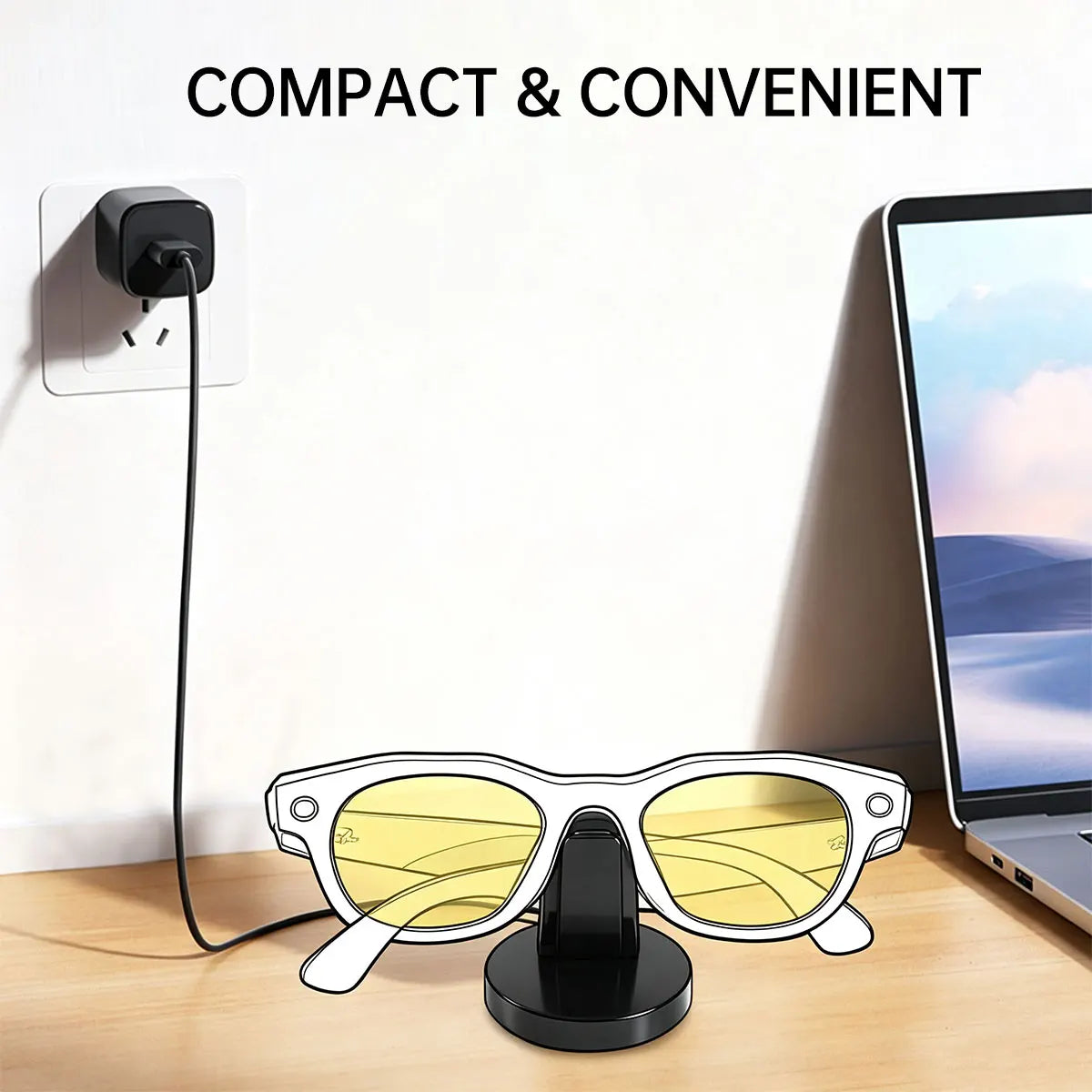 USB-C Charging Stand for Ray-Ban Meta Smart Glasses + 1M Cable Smart Glasses Charger Axl