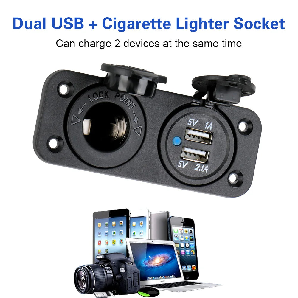 12–24V Dual USB Car Charger Socket Splitter | Car & RV USB Car Charger Axl
