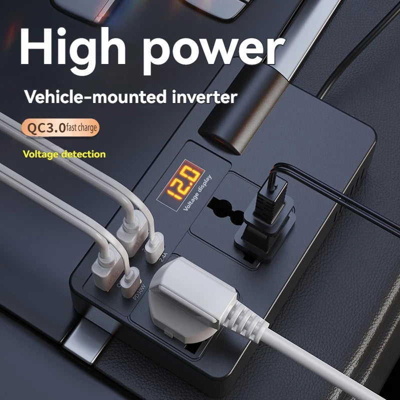 200W Car Power Inverter DC 12V/24V to AC 220V | QC 3.0 USB-C Car Power Inverter Axl