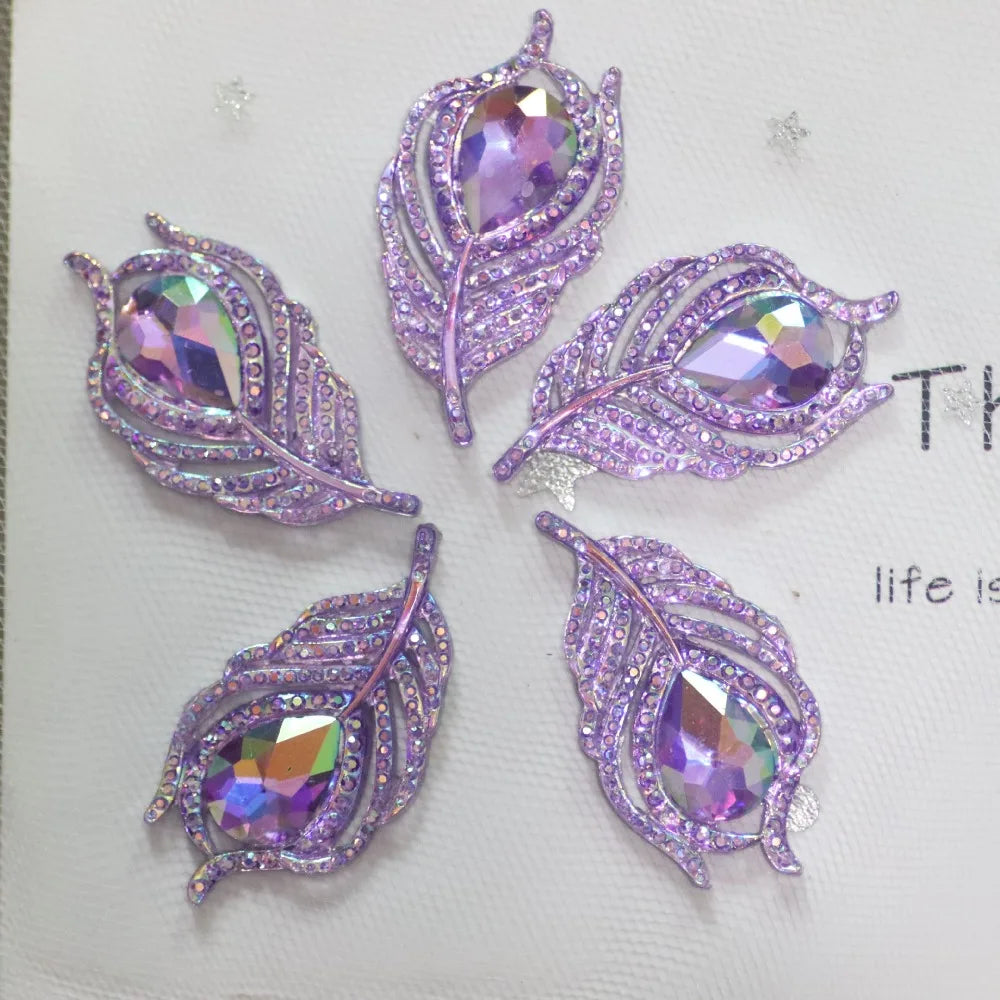 20PCS Resin Peacock Feather Leaf Rhinestones | DIY Craft Gems Craft Rhinestones Axl Purple