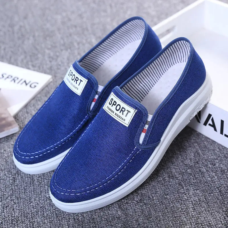 Men's Slip-On Canvas Sneakers – Breathable Casual Loafers Canvas Slip-On Sneakers Axl Blue 39