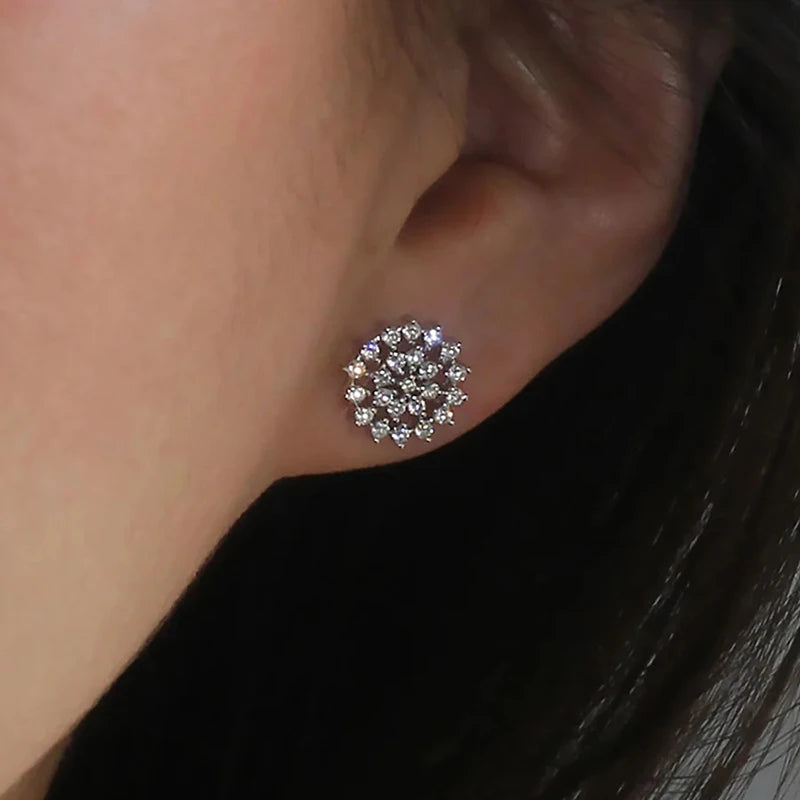 Huitan Hollow CZ Stud Earrings – Geometric Cubic Zirconia Women CZ Stud Earrings Axl