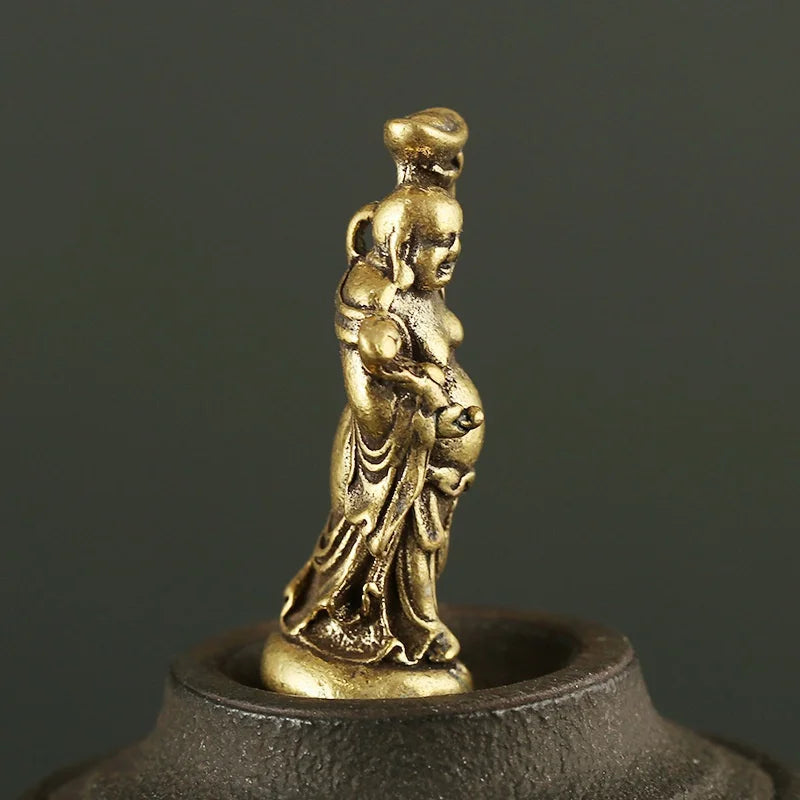 Copper Maitreya Buddha Miniature Figurine – Brass Pocket Statue Buddha Figurine Axl