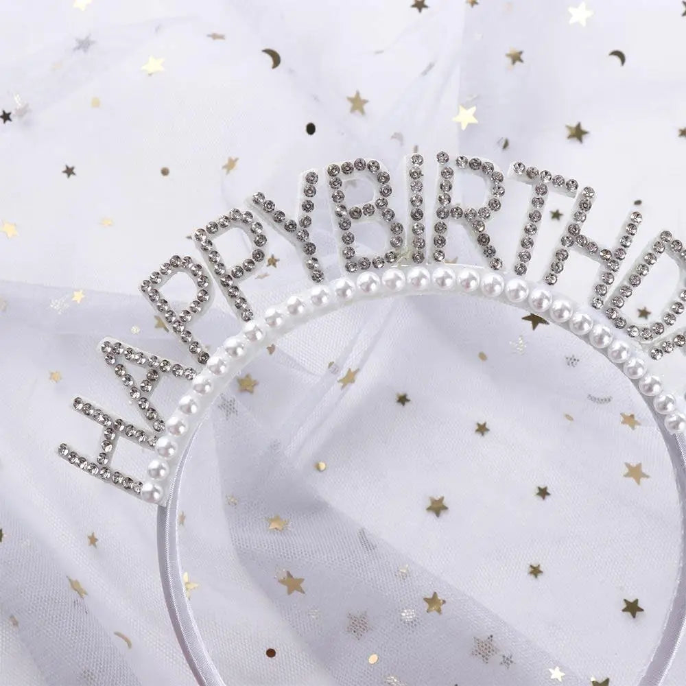 Rhinestone Crown Happy Birthday Headband – Queen Hair Hoop Birthday Headband Axl