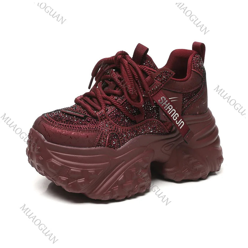 Women's Bling Chunky Platform Sneakers – 8CM High Heel Platform Sneakers Axl