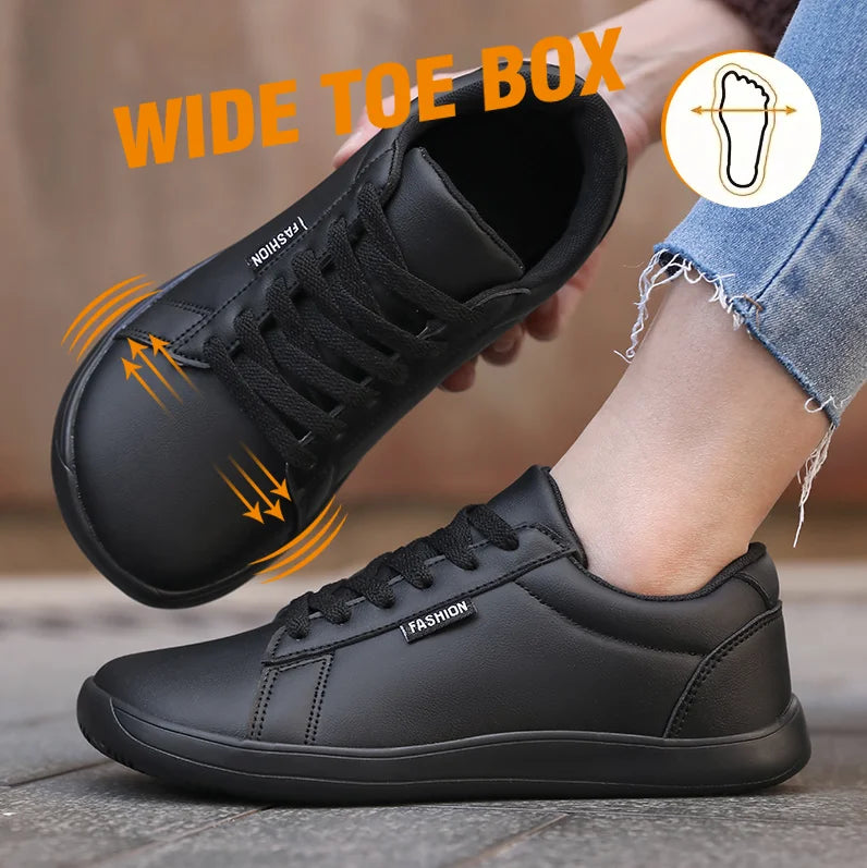 Women's Wide Barefoot Minimalist Sneakers – Lace-Up Flat Shoes Barefoot Sneakers Axl