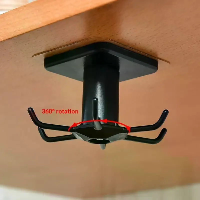 Under Cabinet Utensil Hanger – 360° Rotating 6-Hook Organizer Cabinet Hook Organizer Axl