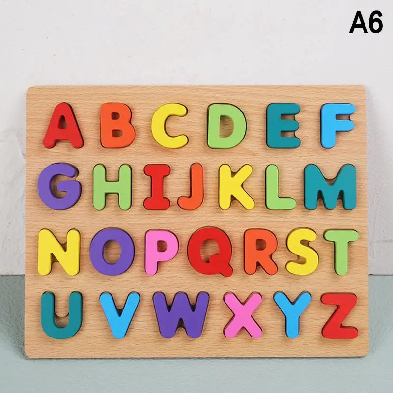 Wooden Alphabet & Number Montessori Puzzle – Kids Learning Toy Wooden Learning Puzzle Axl A6