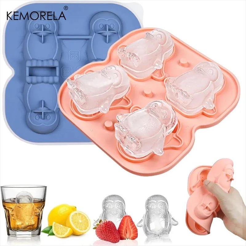KEMORELA Penguin Silicone Ice Cube Tray with Lid | BPA-Free Silicone Ice Cube Tray Axl