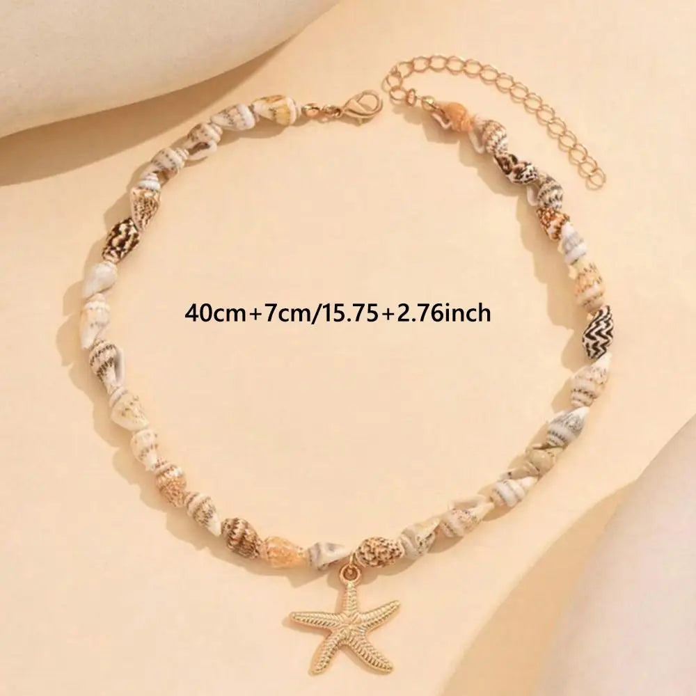 Handmade Seashell Necklace – Boho Conch Pendant Beach Choker Pendant Necklace Axl