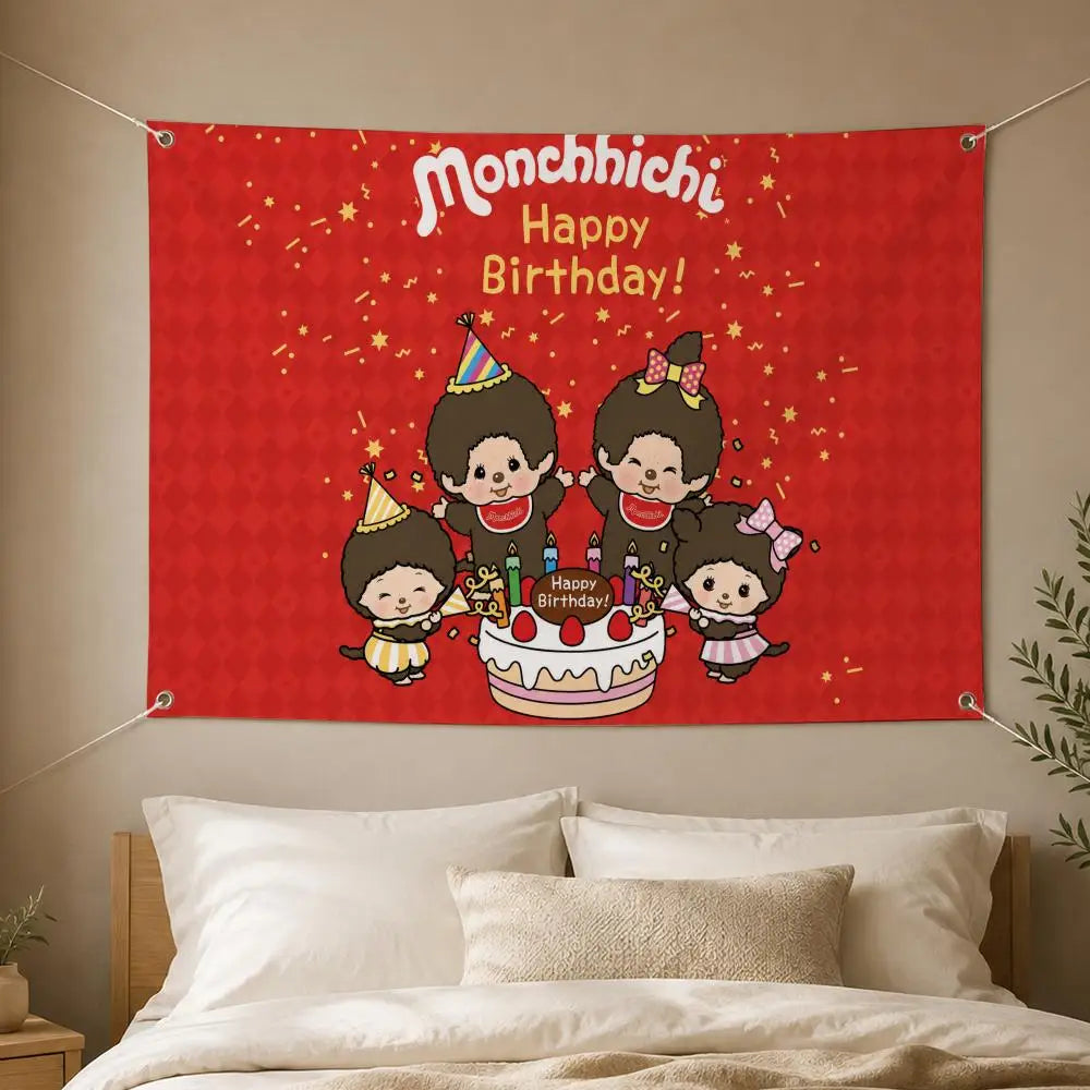 Monchhichi Character Flag Banner – Wall Hanging Decor Wall Hanging Flag Axl