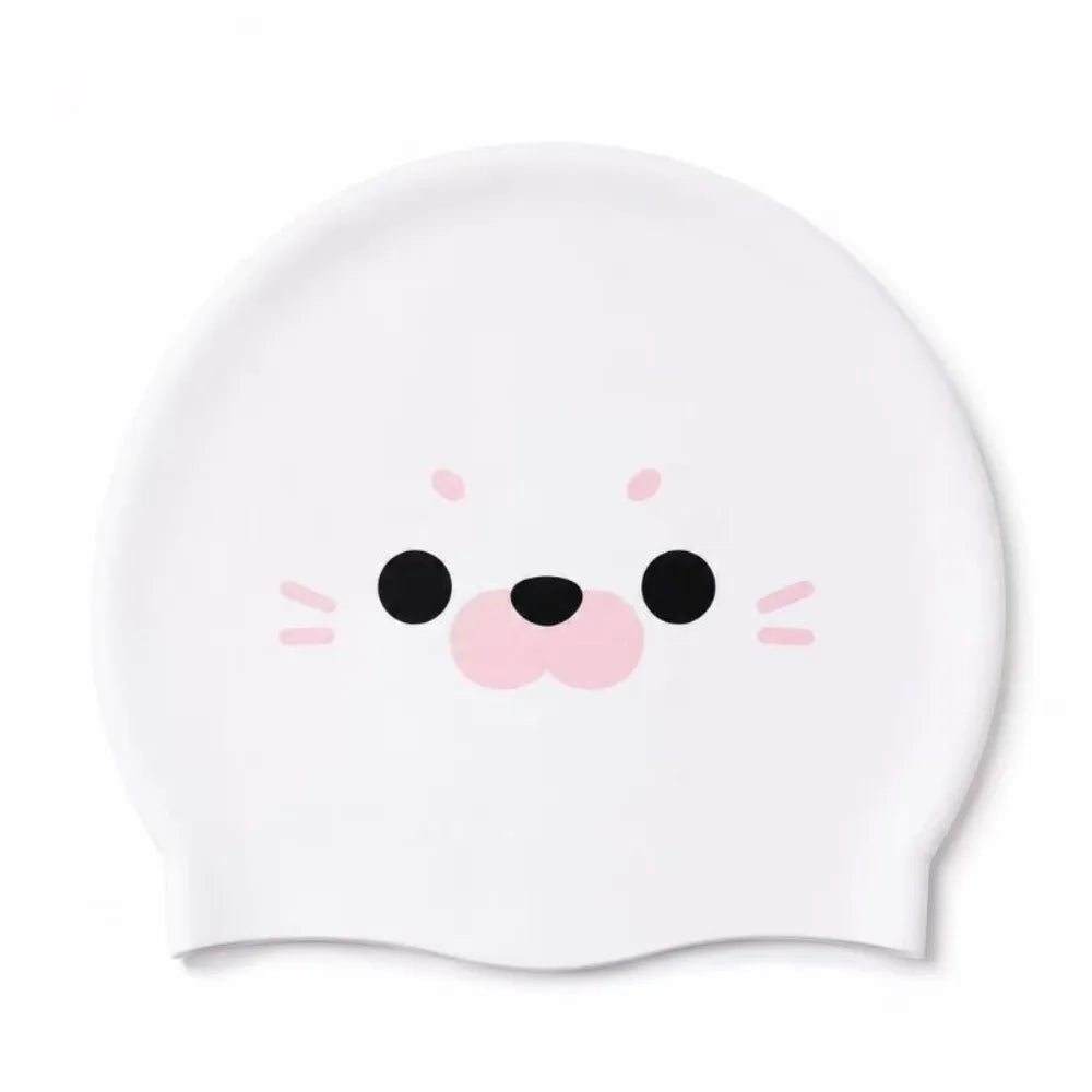 Funny Animal Print Silicone Swim Cap – Waterproof Ear Protection Silicone Swim Cap Axl Pink seal