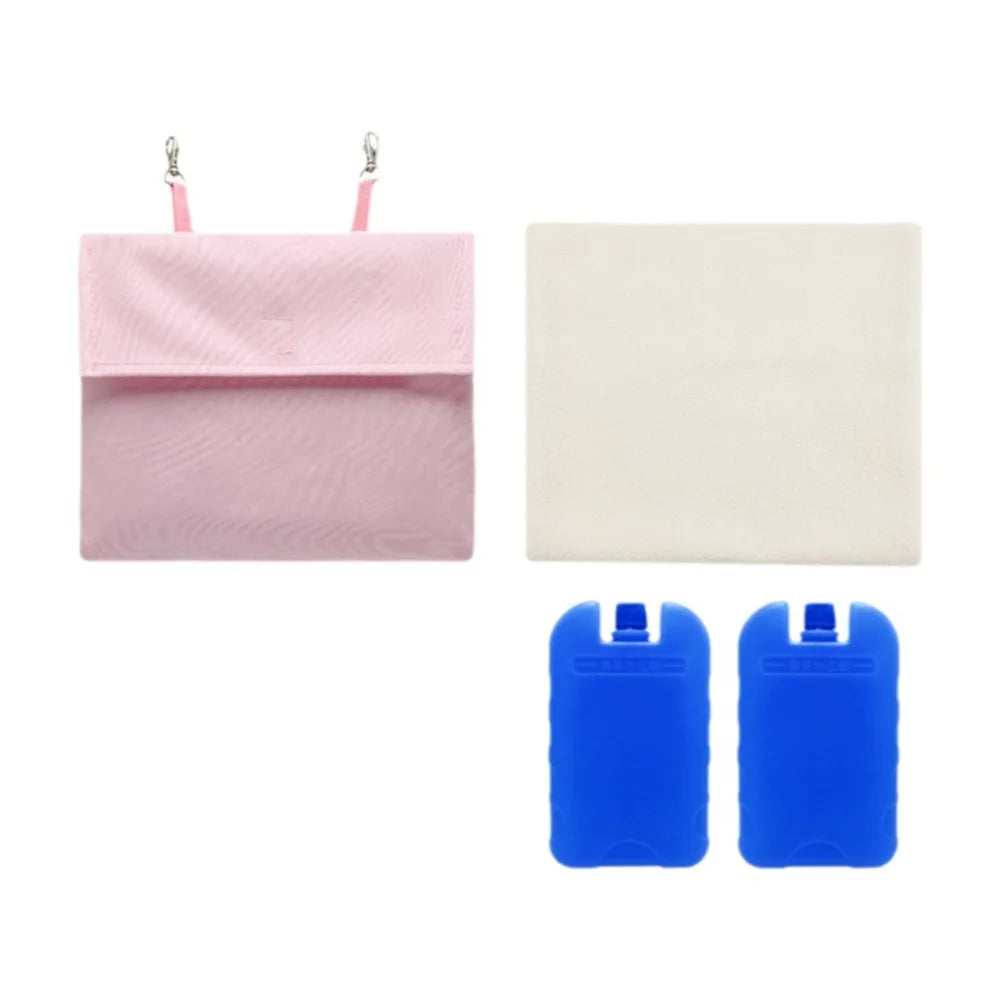 Pet Cage Ice Pack Cooling Pouch with Hook – Small Animals Pet Cooling Pouch Axl Pink with ice box
