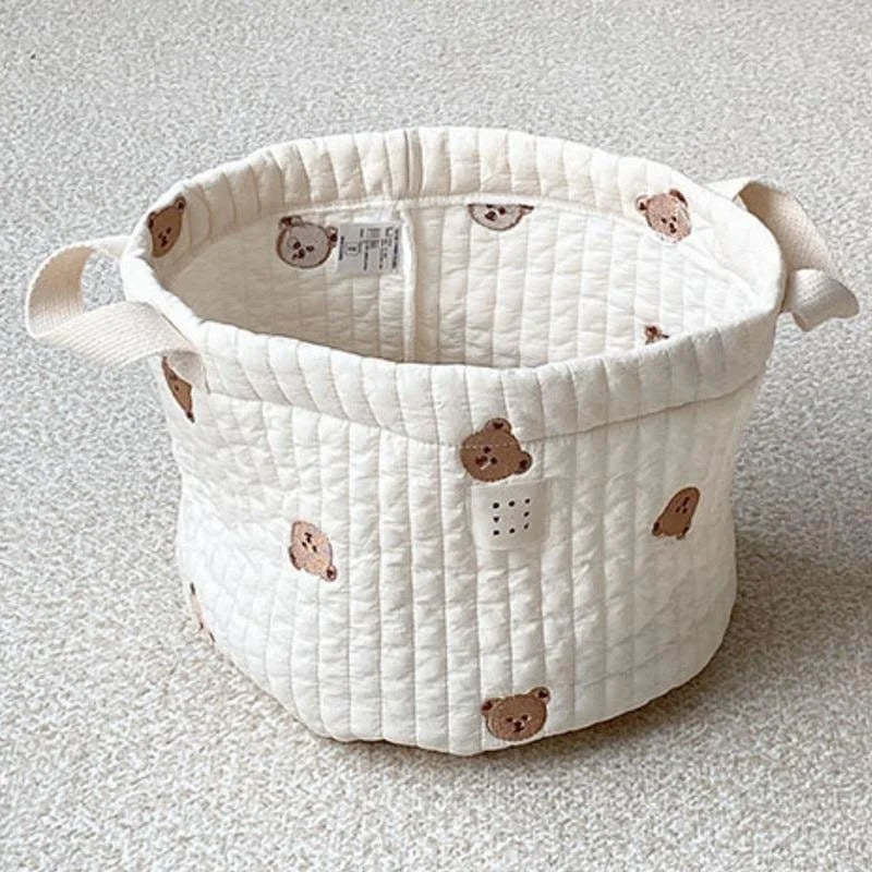 Cute Bear Embroidery Baby Diaper Bag & Storage Basket Baby Storage Organizer Axl