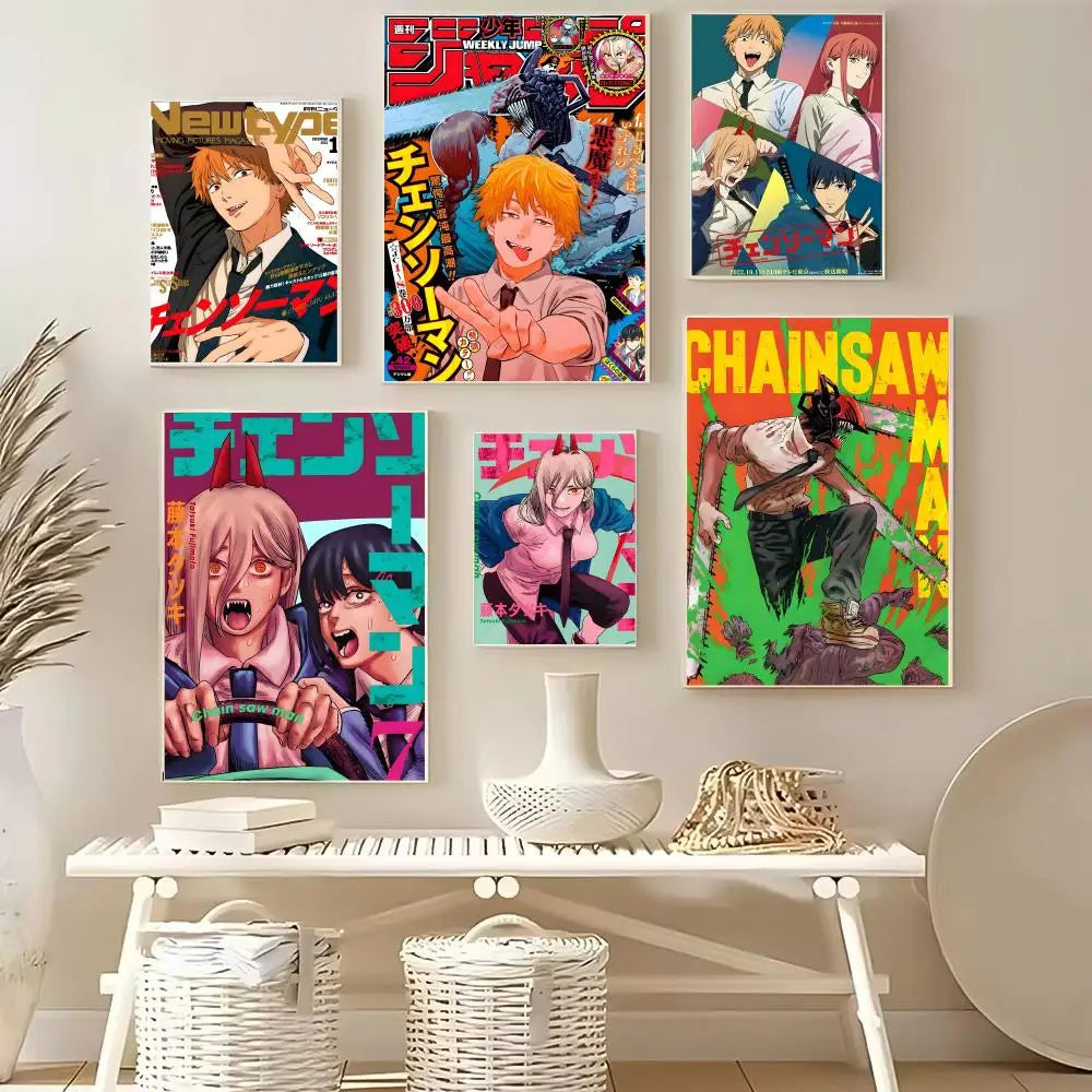 Chainsaw Man Anime Poster HD Self-Adhesive Waterproof Wall Art Anime Wall Poster Axl