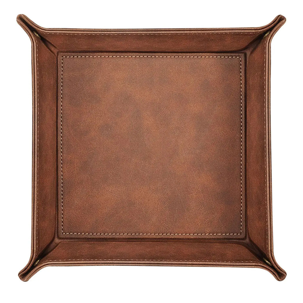 Foldable PU Leather Desktop Storage Box & Desk Organizer Leather Desk Organizer Axl Brown -1pc
