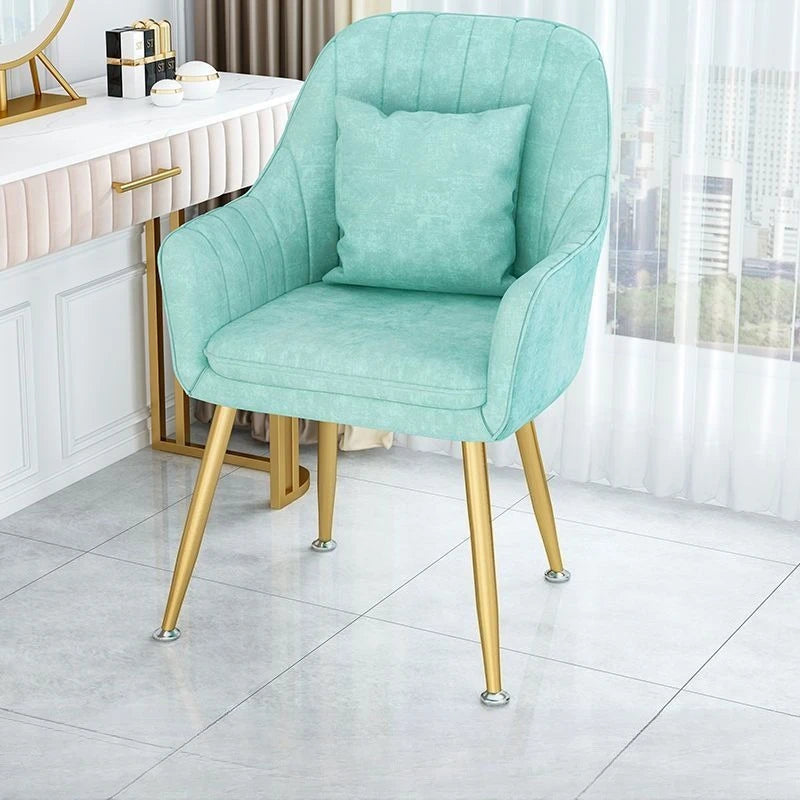 Light Luxury Vanity Chair – Makeup & Nail Art Dressing Stool Vanity Dressing Chair Axl Blue-Throw pillow