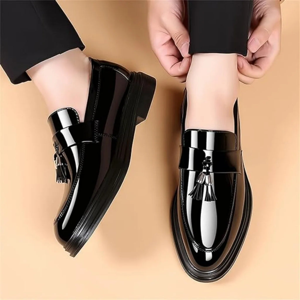 Men's Tassel Patent Penny Loafers – Slip-On Dress Shoes Men's Dress Loafers Axl