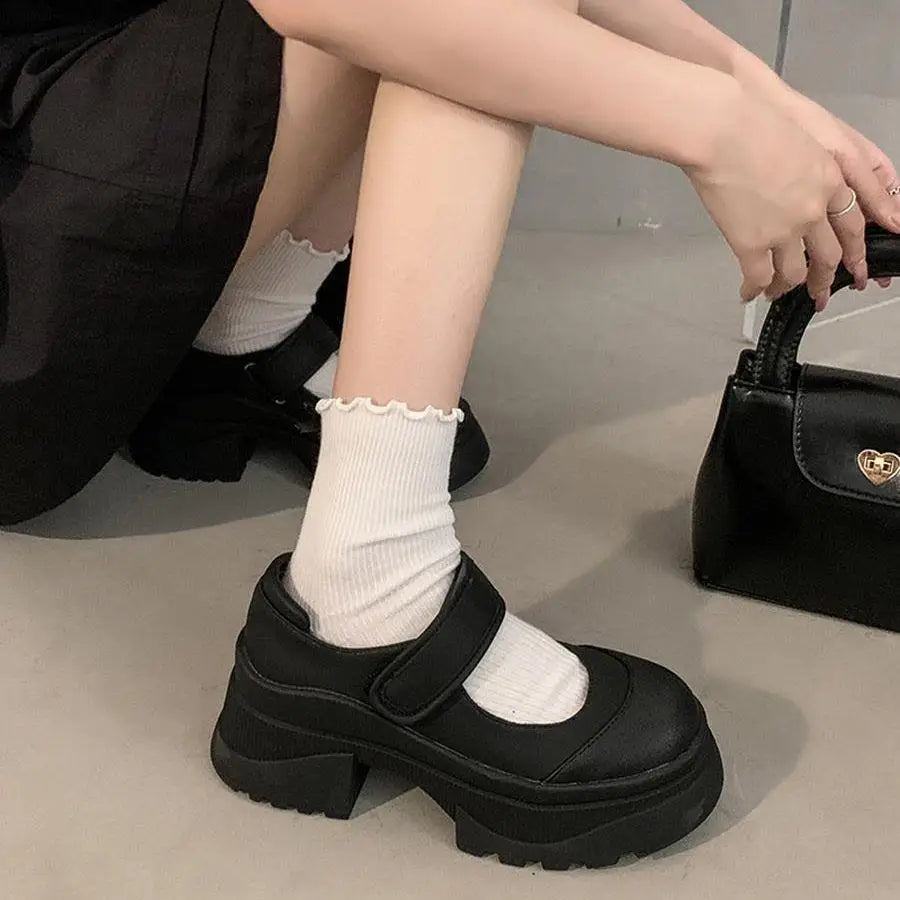 Women's Retro Mary Jane Pumps – Square Toe Buckle Loafers Mary Jane Pumps Axl black 36