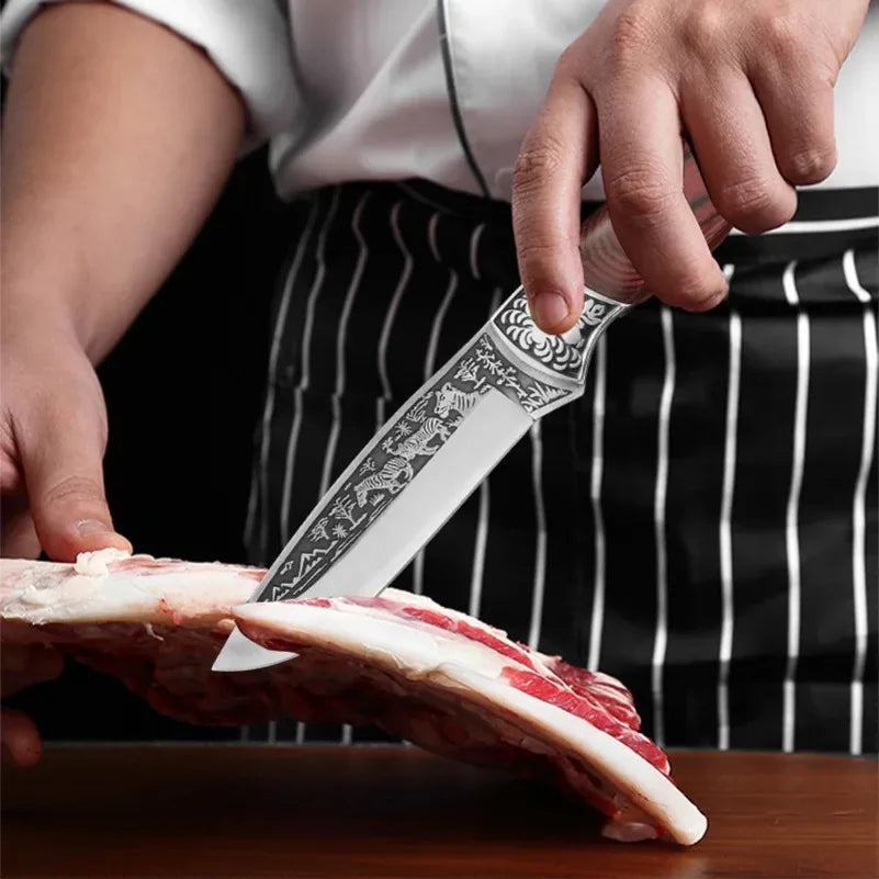 InLeung Handmade Boning Cleaver Knife – Wood Handle Chef Blade Cleaver Boning Knife Axl