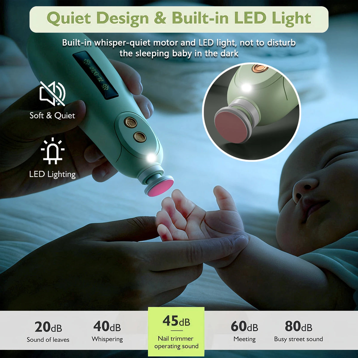 Electric Baby Nail Trimmer Set with LED Light | Safe for Newborns Baby Nail Trimmer Axl