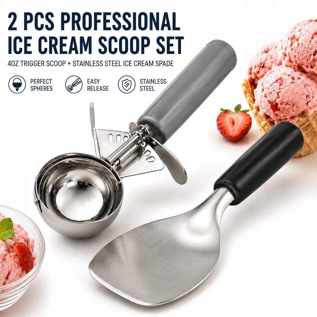 2-Pack Ice Cream Scoop Set – Trigger & Spade Stainless Steel Ice Cream Scoop Set Axl