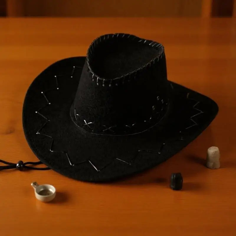 Unisex Western Cowboy Hat – Suede Cowgirl Cap for Parties Western Cowboy Hat Axl Black