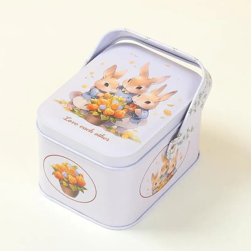 Vintage Tin Candy Box with Handle – Metal Storage Container Tin Storage Box Axl 10.5x8x6.3cm A2