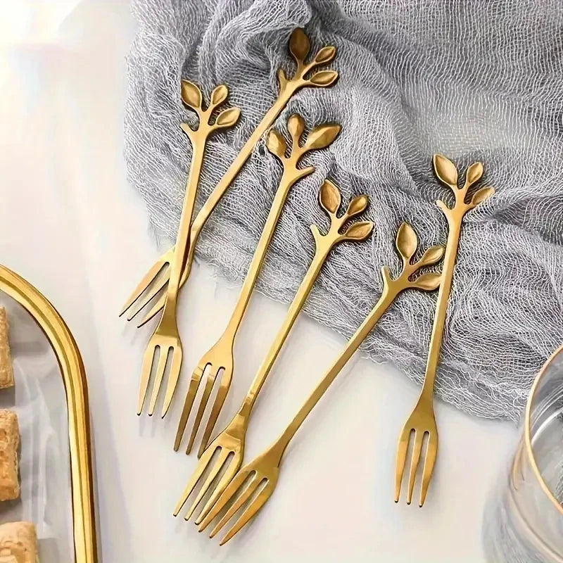 20-Pc Gold Stainless Steel Mini Fruit & Dessert Forks Set Mini Dessert Forks Axl