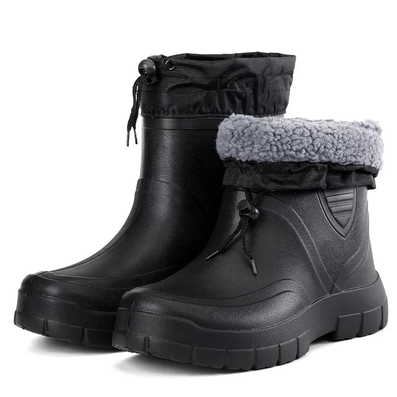 Men's Waterproof Slip-On Rain Boots – Warm Winter Work Boot Men's Rain Boots Axl