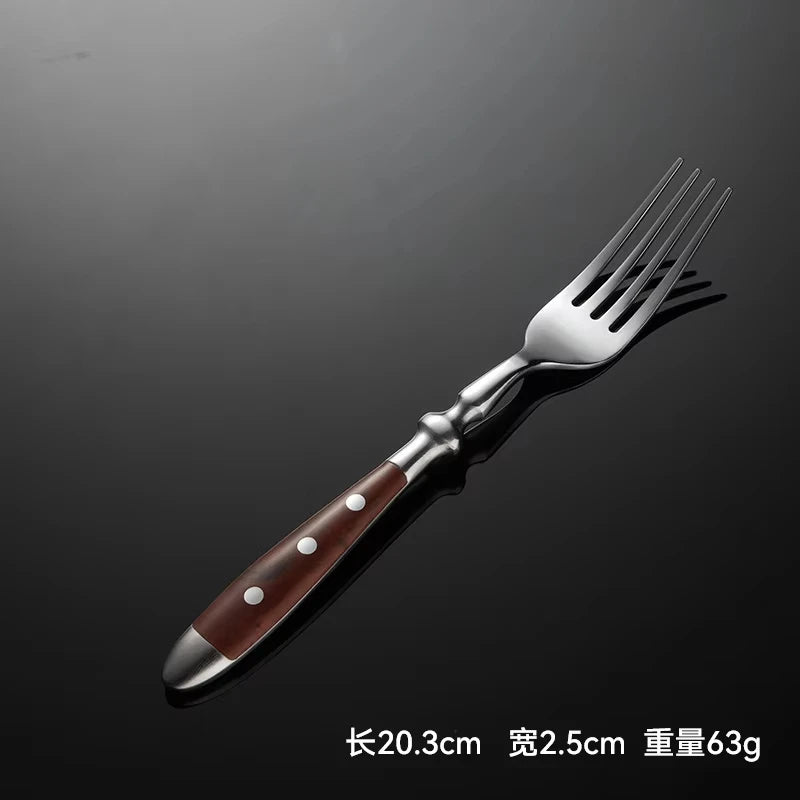 6-Piece Stainless Steel Cutlery Set – Steak Knife, Forks & Spoons Flatware Cutlery Set Axl 1 Pc table fork