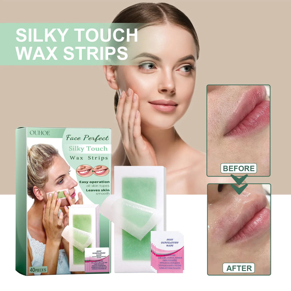Facial Wax Strips 40pc – Lip, Chin & Eyebrow Hair Removal Facial Wax Strips Axl