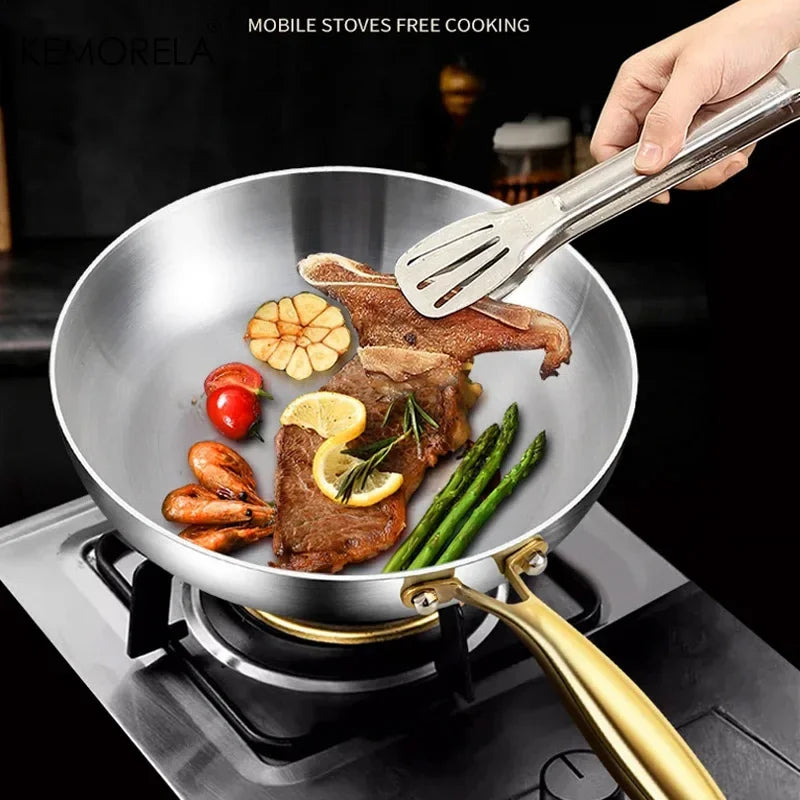 KEMORELA 3-Pc 316 Stainless Steel Non-Stick Frying Pan Set Stainless Steel Cookware Axl