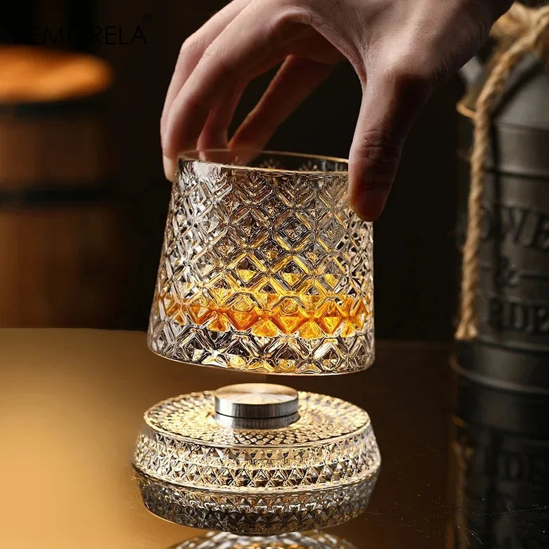 360° Rotating Whisky Glass – Crystal Snifter Gift for Men Rotating Whisky Glass Axl