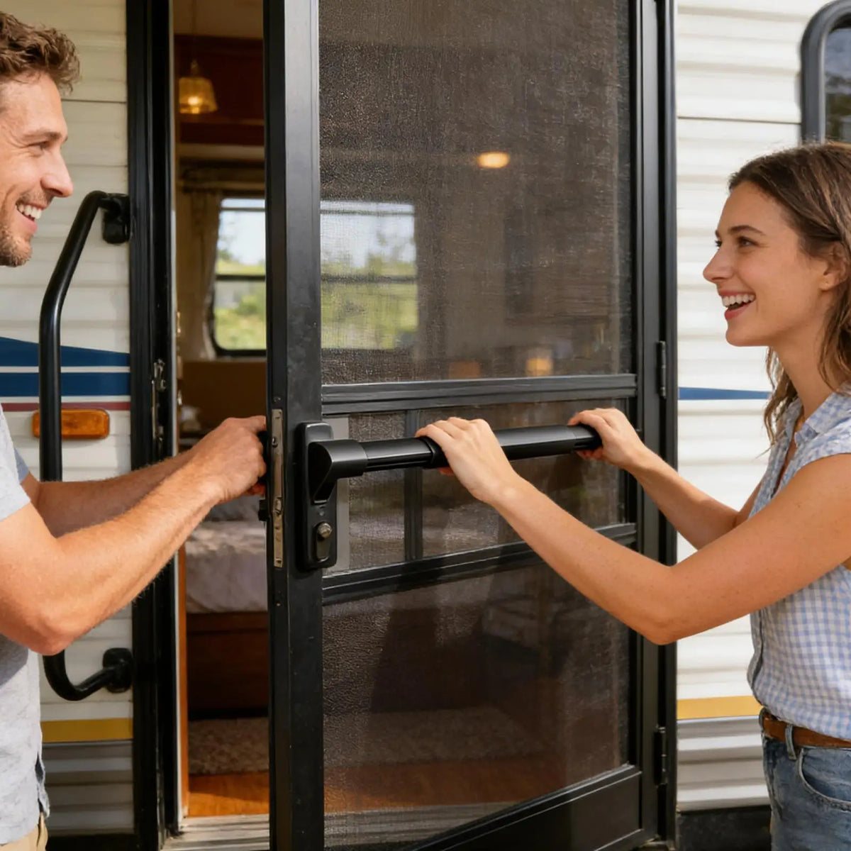 Adjustable RV Screen Door Crossbar Grab Bar | Easy Exit Assist RV Door Grab Bar Axl